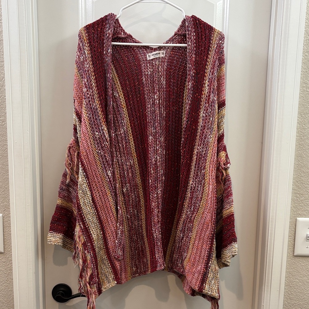 Pull&Bear Red and Pink Striped Cardigan